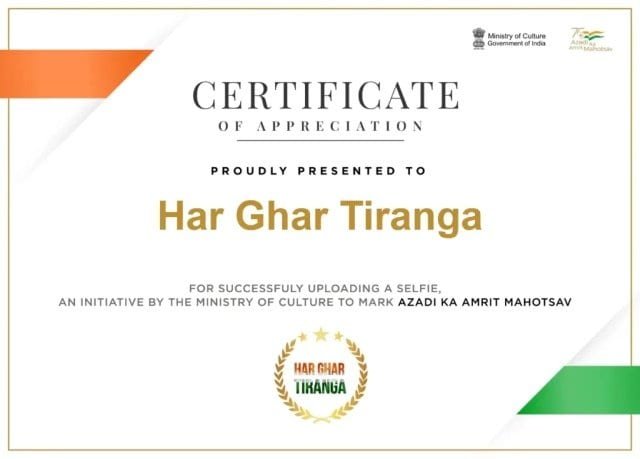 Download Har Ghar Tiranga Certificate PDF