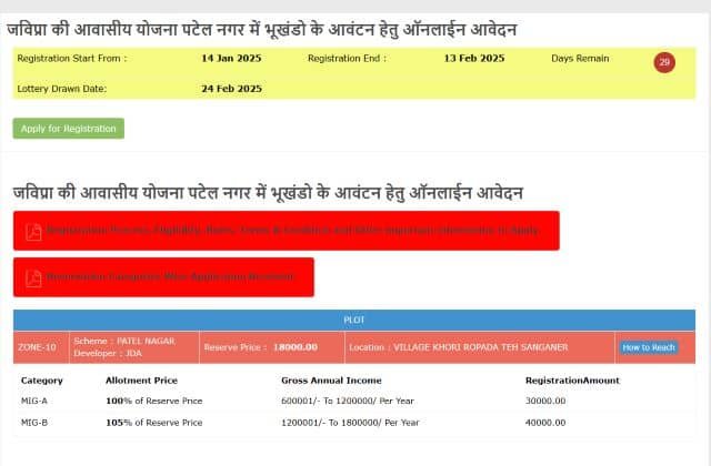 JDA Residential Plot Scheme Lottery Draw