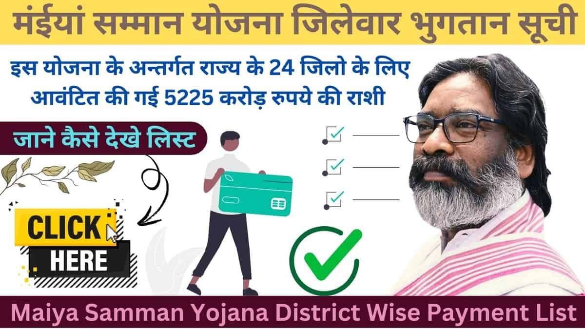 Maiya Samman Yojana District Wise Payment List